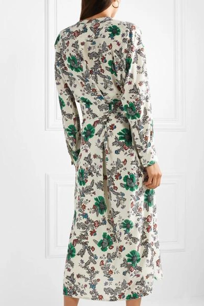 Shop Isabel Marant Calypso Floral-print Silk-blend Crepe De Chine Wrap Dress In Ecru