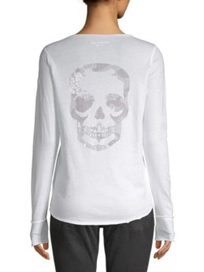 Shop Zadig & Voltaire Embellished Skull Cotton Tee In Blanc