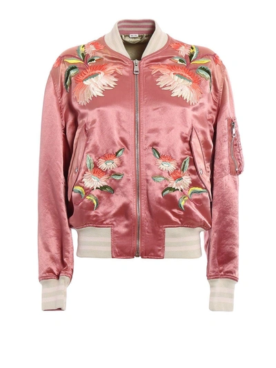 Shop Gucci Floral Bomber Jacket In Pink Daisy-multicolor