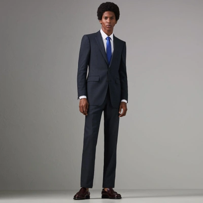 Shop Burberry Classic Fit Check Wool Three-piece Suit In Bright Navy