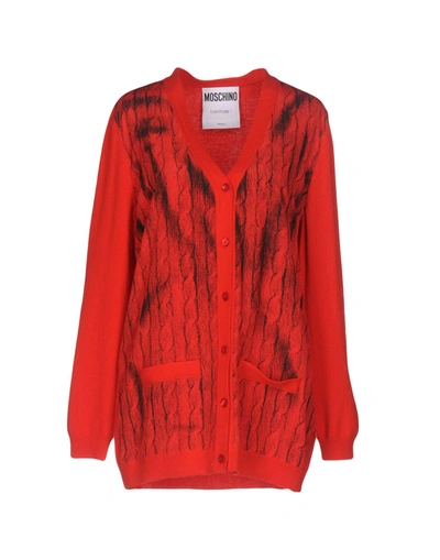 Shop Moschino Cardigan In Red