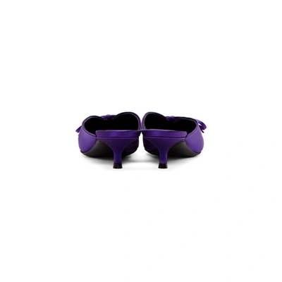 Shop Balenciaga Purple Satin Knife Mules In 5241 Violet