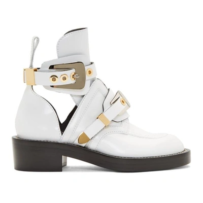 Balenciaga Ceinture Leather Cut-out Boots In White | ModeSens