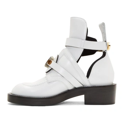 Shop Balenciaga White Leather Buckle Boots In 9000 White