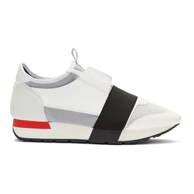 Shop Balenciaga White Race Sneakers