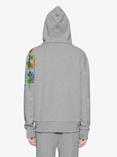 Shop Gucci Logo Sweatshirt With Dragon In Grey