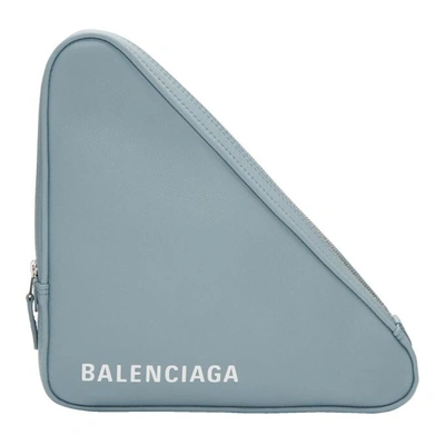 Shop Balenciaga Blue Medium Triangle Pouch In 4005 Bluegr