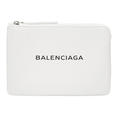 Shop Balenciaga White Large Everyday Pouch In 9060 Wht/bl
