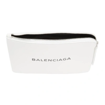 Shop Balenciaga White Large Everyday Pouch In 9060 Wht/bl