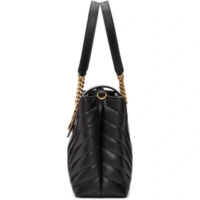 Shop Saint Laurent Black Small Loulou Monogramme Tote In 1000 Black