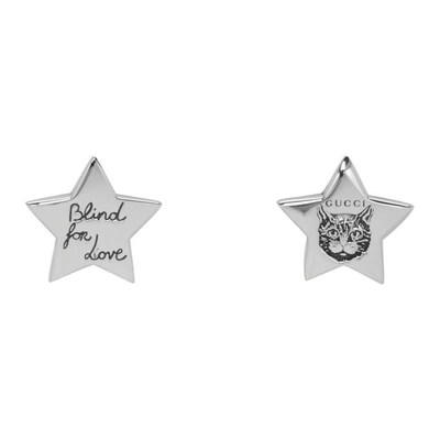 Shop Gucci Silver Blind For Love Star Earrings In 0701 Silver