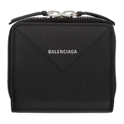 Shop Balenciaga Black Square Papier Zip Around Wallet In 1000 Black