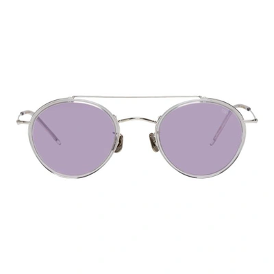 Shop Eyevan 7285 Silver And Purple Model 769 Sunglasses
