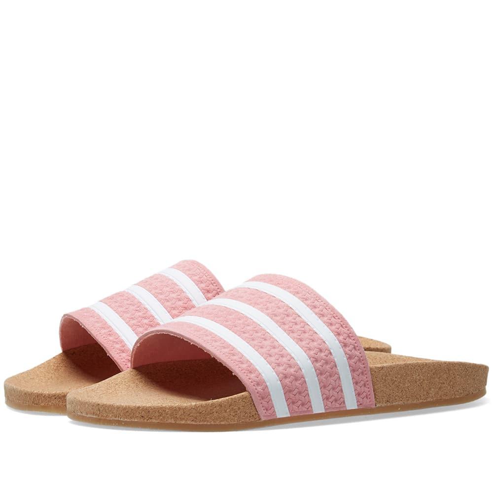 adidas originals cork adilette slider sandals in pink