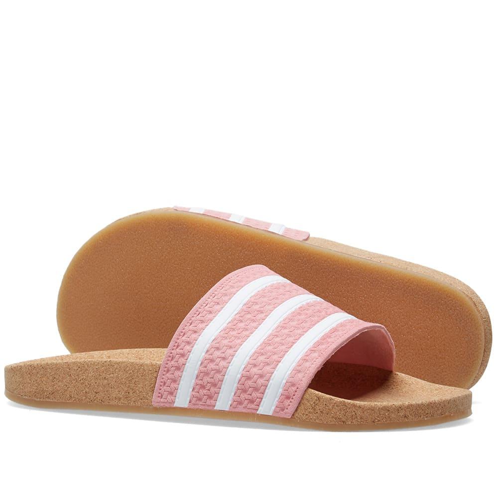 adidas originals cork adilette slider sandals in pink