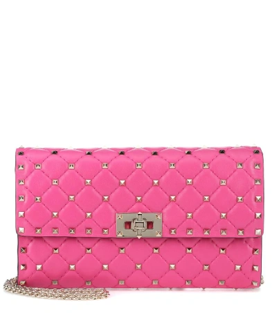Shop Valentino Rockstud Spike Leather Shoulder Bag In Pink