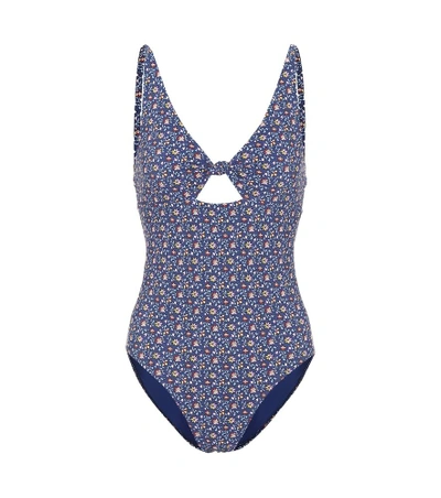 Shop Tory Burch Palma Printed One-piece Swimsuit In Blue