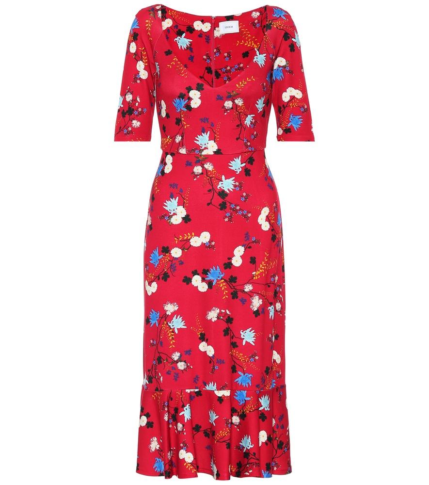 Erdem Glenys Hideko Garden Floral-print Calf-length Dress In Red | ModeSens