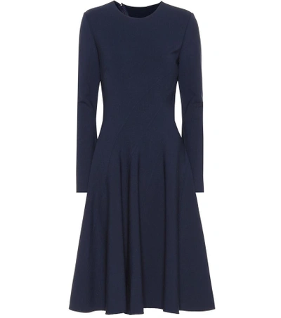Shop Oscar De La Renta Stretch Wool Dress In Blue