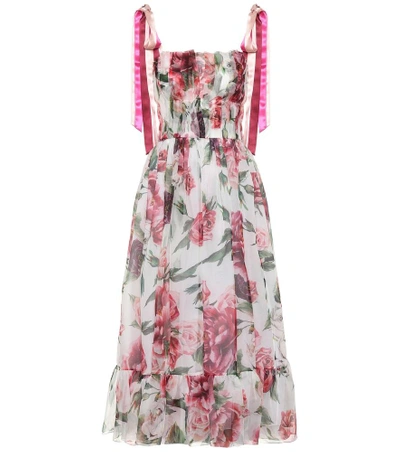 Shop Dolce & Gabbana Floral Silk Chiffon Dress In Multicoloured