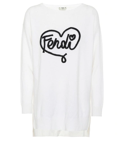 Shop Fendi Cashmere And Silk Sweater In White