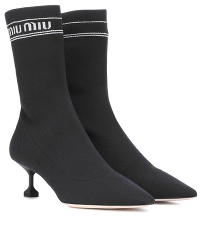 Shop Miu Miu Sock Boots In Black