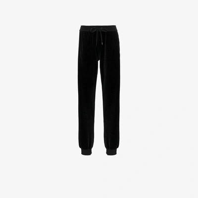 Shop Versace Velour Cotton Blend Sweat Pants In Black