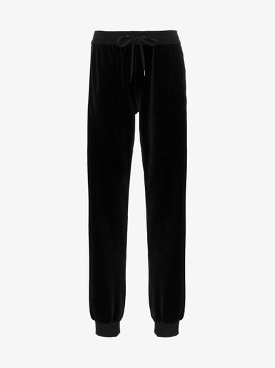 Shop Versace Velour Cotton Blend Sweat Pants In Black