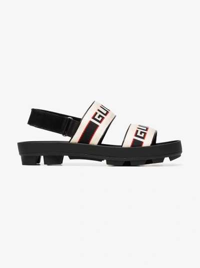 Shop Gucci Stripe Strap Sandals In Black