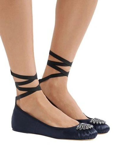 Shop Jimmy Choo Ballet Flats In Dark Blue