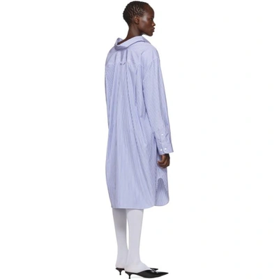 Shop Balenciaga Blue And White Striped Swing Shirt Dress In 4640 Blue/w