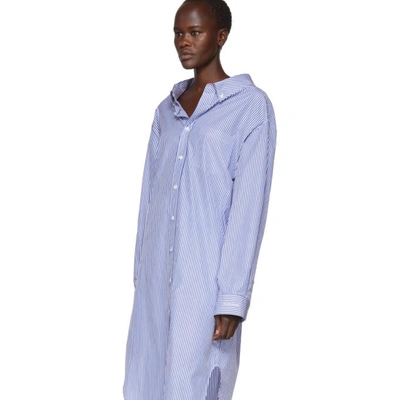 Shop Balenciaga Blue And White Striped Swing Shirt Dress In 4640 Blue/w