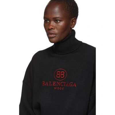 Shop Balenciaga Black Wool And Cashmere Bb Turtleneck In 1000 Black