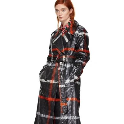 Shop Marc Jacobs Black And Red Plaid Belted Trench Coat In 982 Blk/red