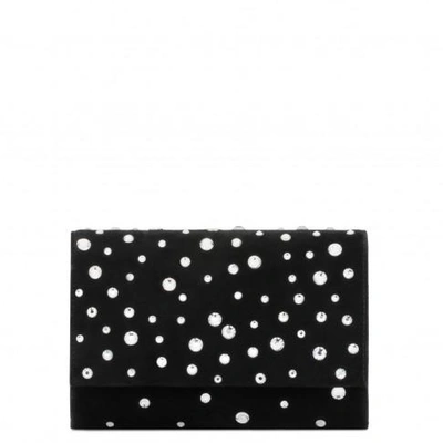 Shop Giuseppe Zanotti - Suede Clutch With Crystals And Glove Darleen In Black