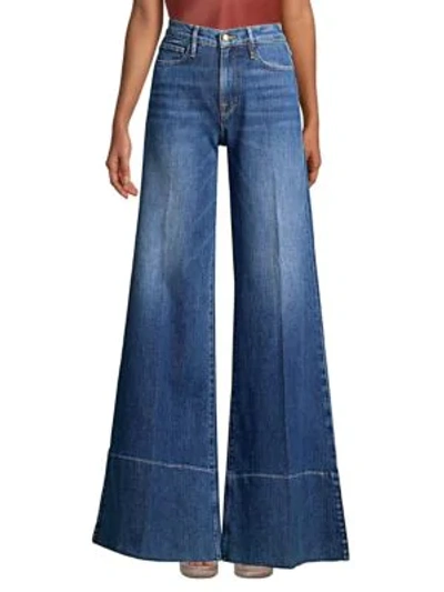 Shop Frame Palazzo Denim Jeans In Fisher Beach