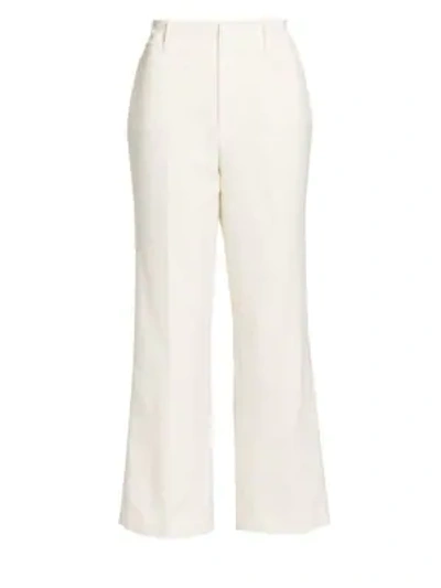 Shop Frame Fine Linen Boot-cut Pants In Bone White