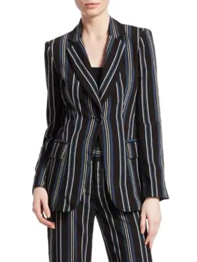 Shop Nanette Lepore Blossom Striped Blazer In Black Azure
