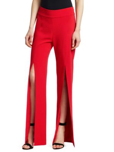 Shop Jonathan Simkhai Front Slit Trousers In Red