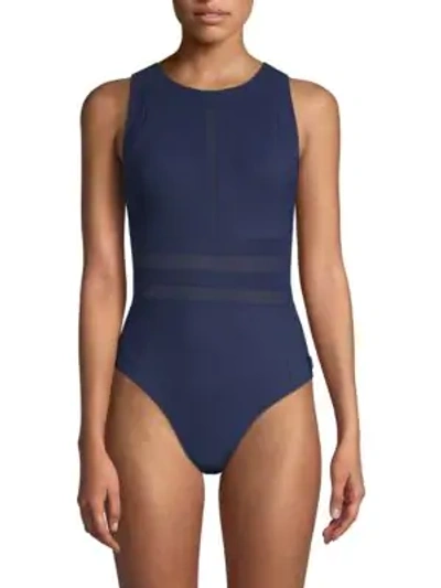 Shop Shan One-piece Do You Think I'm Sexy Swimsuit In Navy