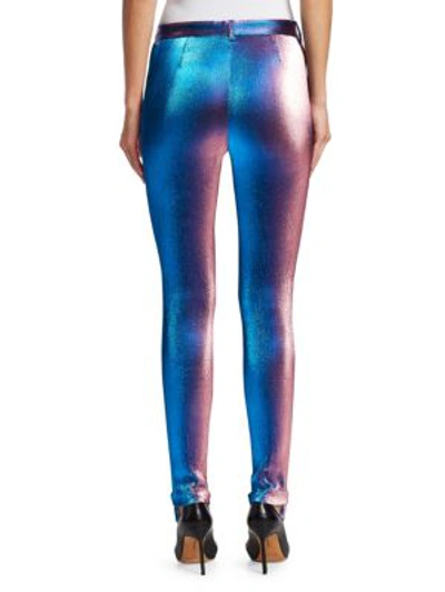 Shop Roberto Cavalli Straight-leg Lurex Shimmer Pants In Blue