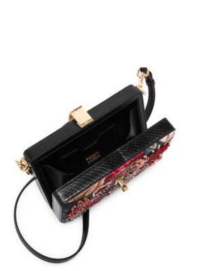 Shop Dolce & Gabbana Women's Dolce Embellished Leather Box Clutch In Neutral