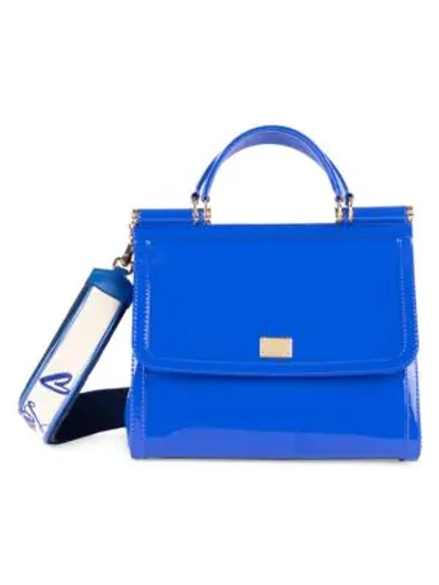 Shop Dolce & Gabbana Sicily Pvc Top Handle Bag In Blue