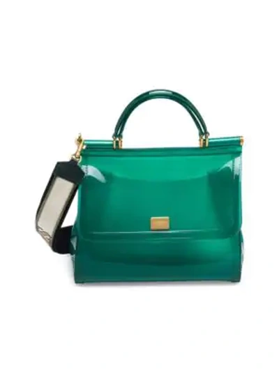 Shop Dolce & Gabbana Sicily Pvc Top Handle Bag In Green