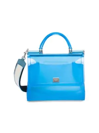 Shop Dolce & Gabbana Sicily Pvc Top Handle Bag In Light Blue