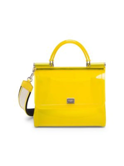 Shop Dolce & Gabbana Sicily Pvc Top Handle Bag In Yellow