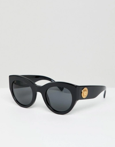 Shop Versace Cat Eye Sunglasses In Black - Black