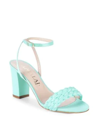 Shop Aperlai Braided Heel Sandals In Blue