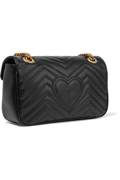 Shop Gucci Gg Marmont Small Quilted Leather Shoulder Bag In Black