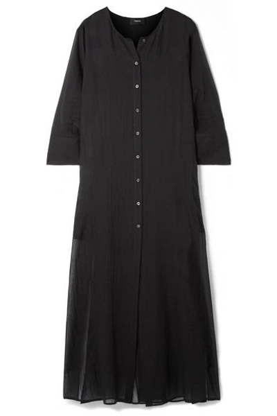 Shop Theory Weekend Cotton-gauze Maxi Dress In Black